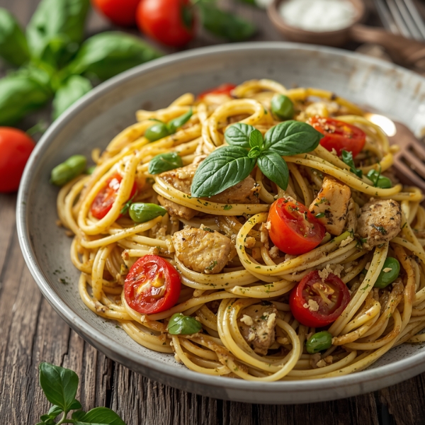 Pesto Chicken Pasta With Veggies